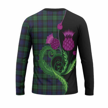 Black Watch Tartan Long Sleeve T-Shirt Traditional Scottish Thistle