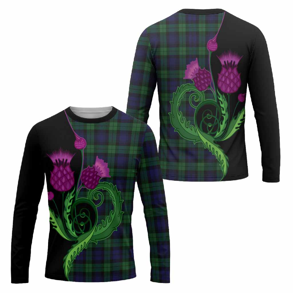 Black Watch Tartan Long Sleeve T-Shirt Traditional Scottish Thistle