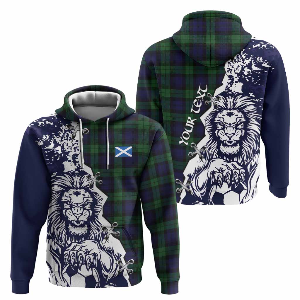 Black Watch Tartan Scottish Hoodie Angry Lion With Soccer Ball Style