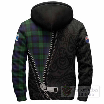 Black Watch Tartan Sherpa Hoodie New Zealand Pattern Unique Zipper Stylized