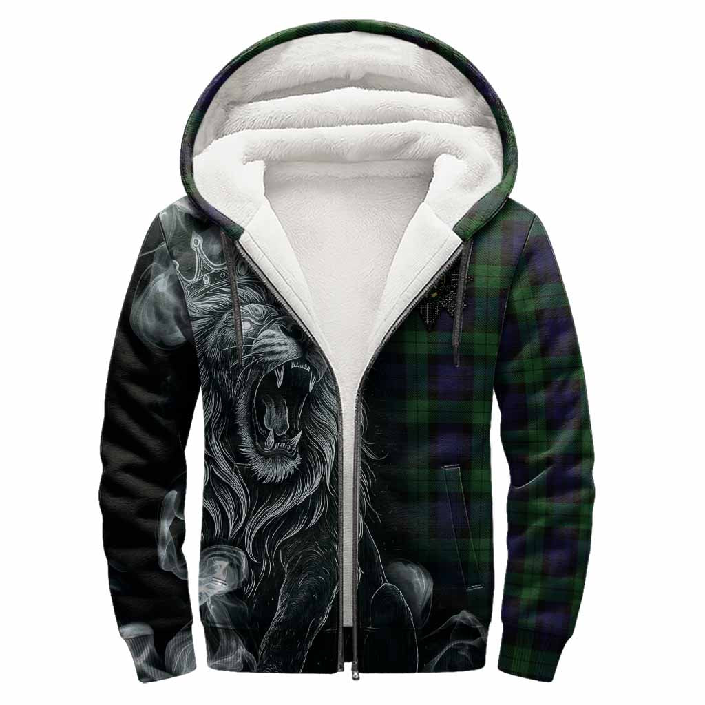 Black Watch Tartan Sherpa Hoodie Roaring Lion Heritage