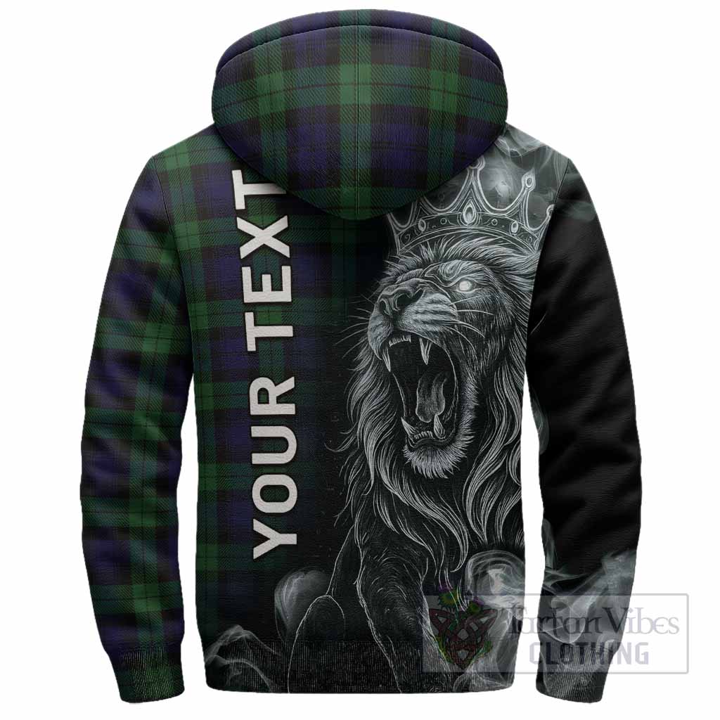 Black Watch Tartan Sherpa Hoodie Roaring Lion Heritage