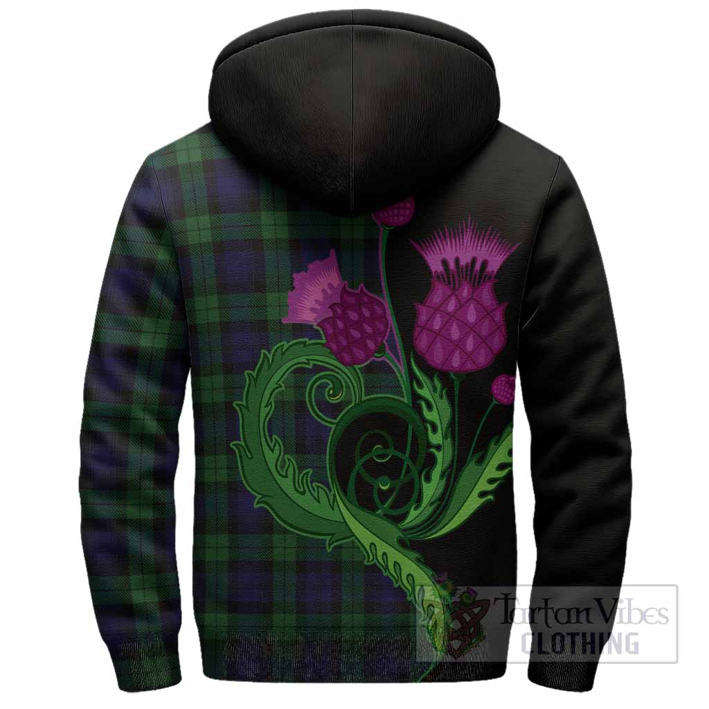 Black Watch Tartan Sherpa Hoodie Traditional Scottish Thistle