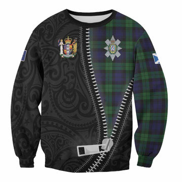 Black Watch Tartan Sweatshirt New Zealand Pattern Unique Zipper Stylized