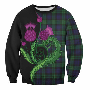 Black Watch Tartan Sweatshirt Traditional Scottish Thistle