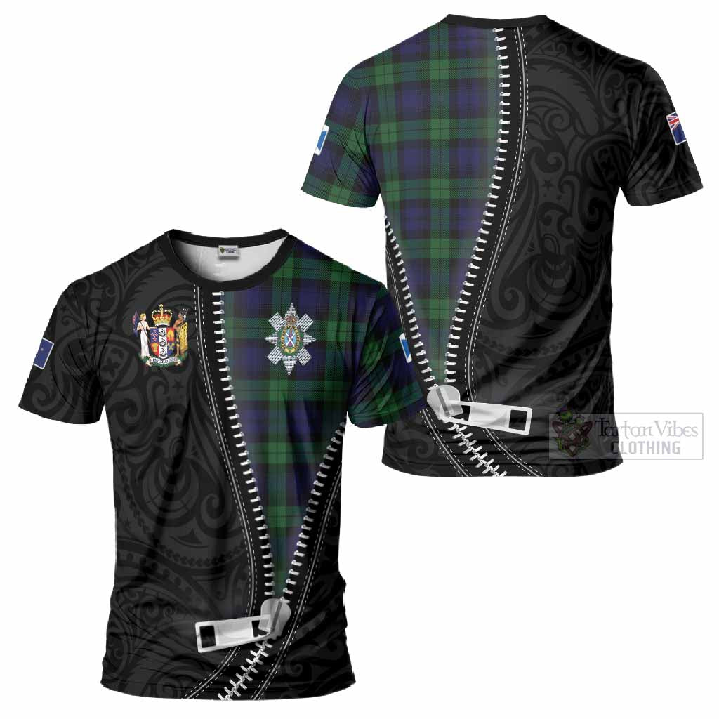 Black Watch Tartan T-Shirt New Zealand Pattern Unique Zipper Stylized
