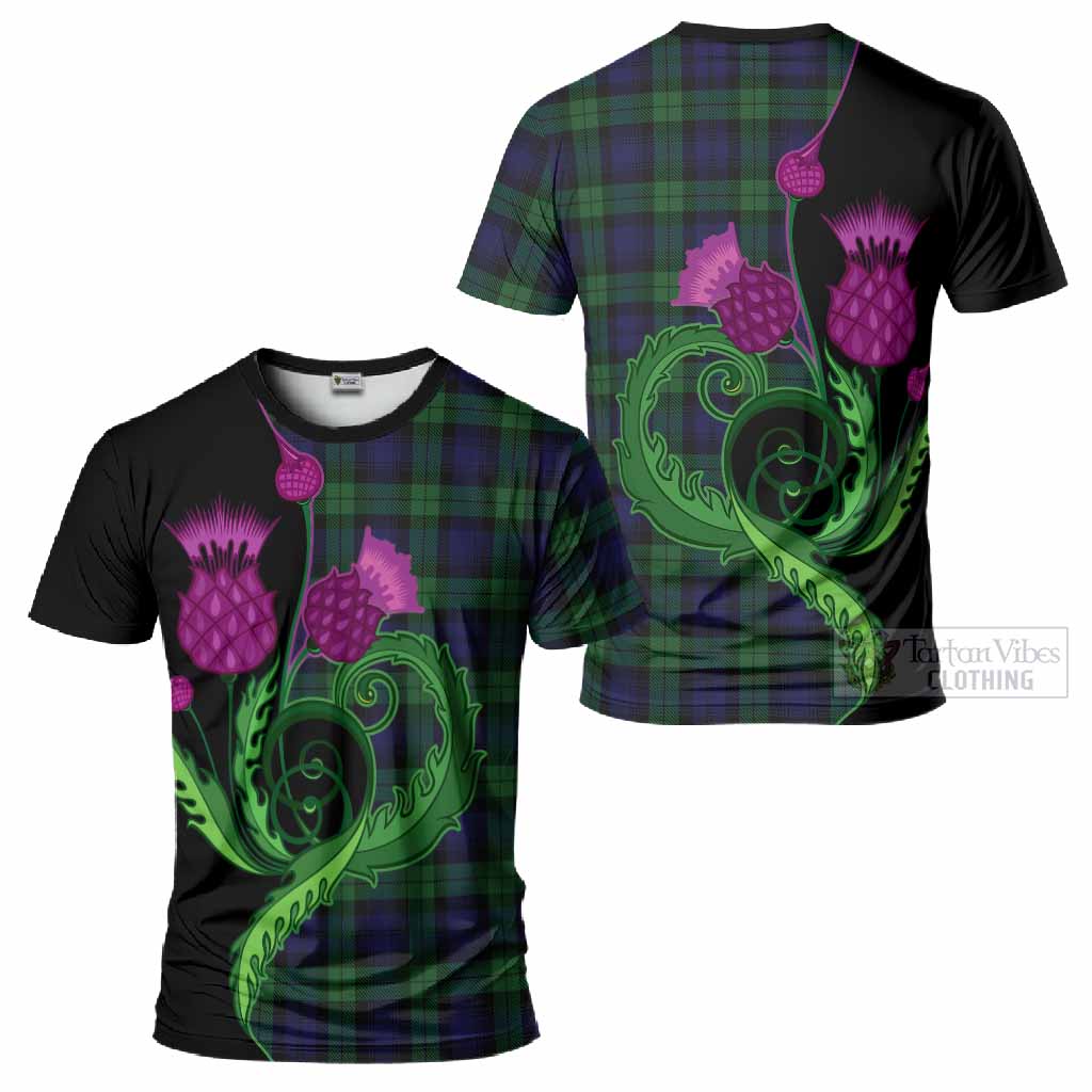 Black Watch Tartan T-Shirt Traditional Scottish Thistle