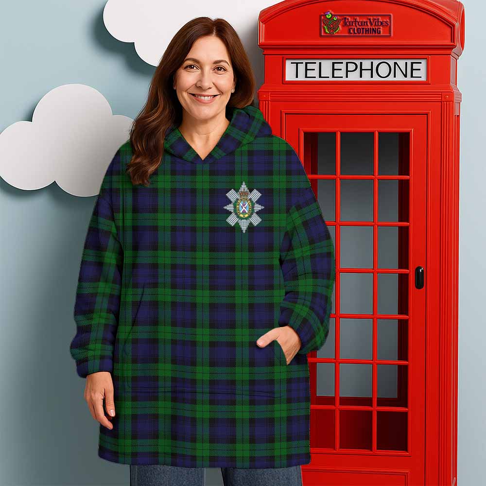 Black Watch Tartan Wearable Blanket with Family Crest - Tartan Vibes Clothing