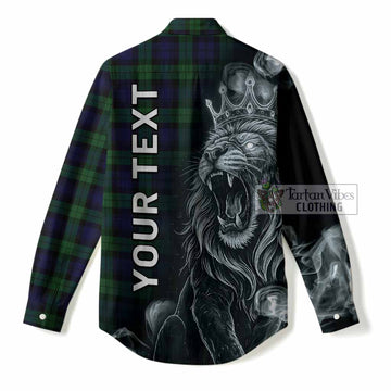 Black Watch Tartan Women Casual Shirt Roaring Lion Heritage