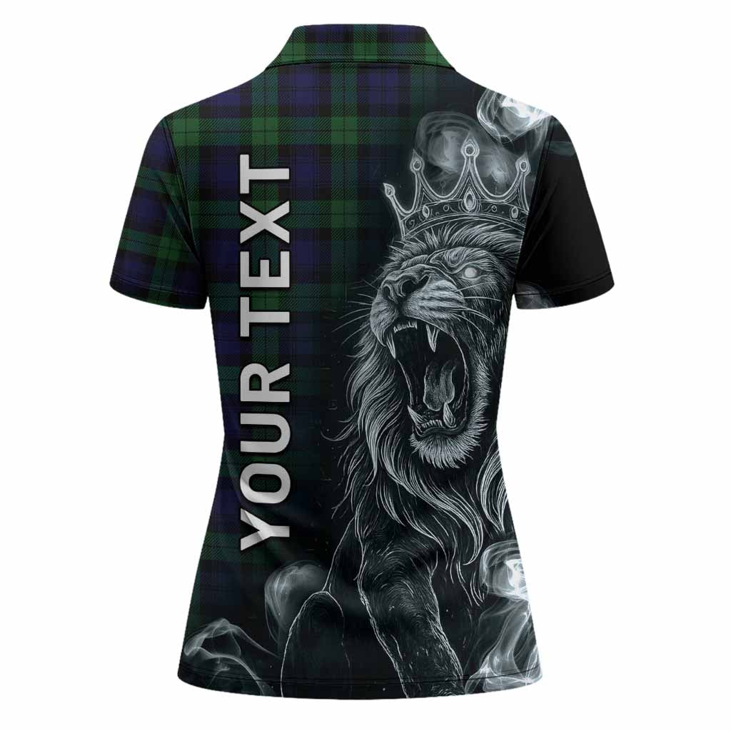 Black Watch Tartan Women Polo Shirt Roaring Lion Heritage