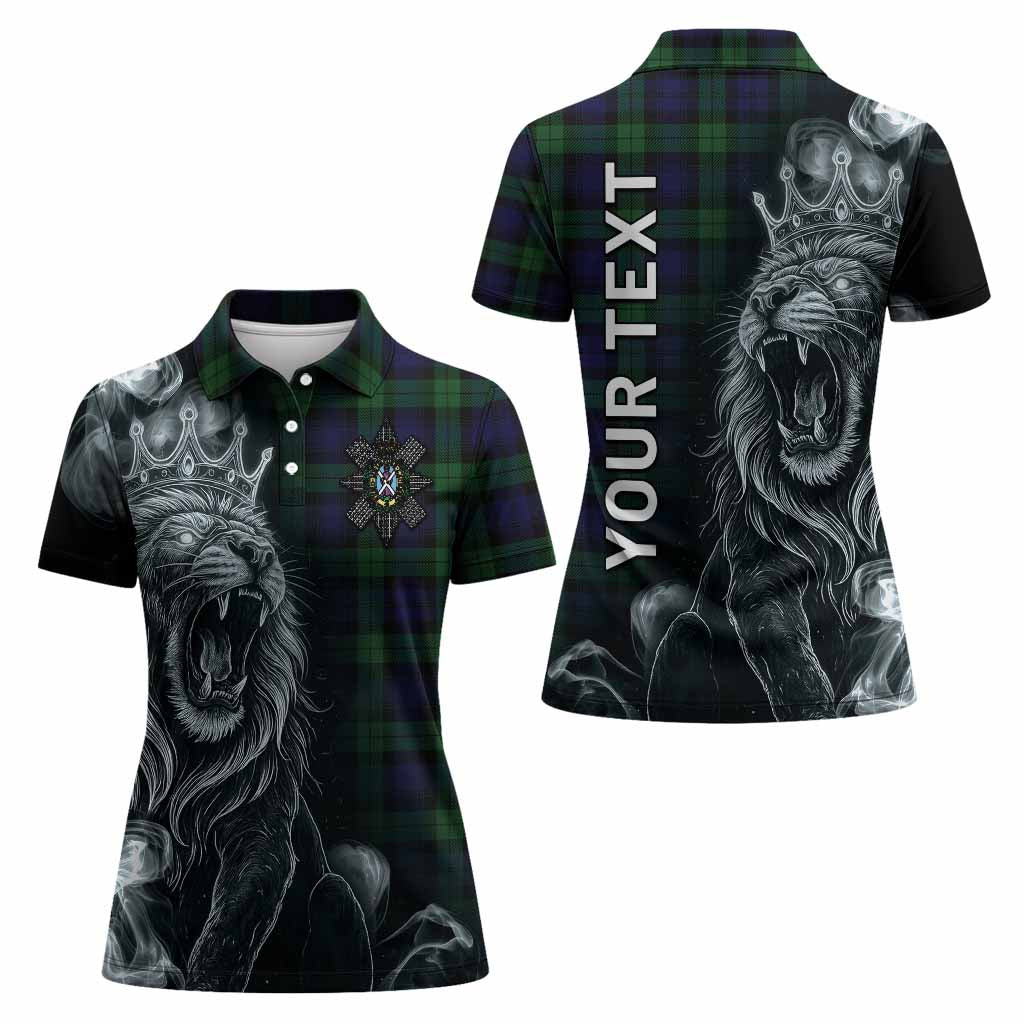 Black Watch Tartan Women Polo Shirt Roaring Lion Heritage