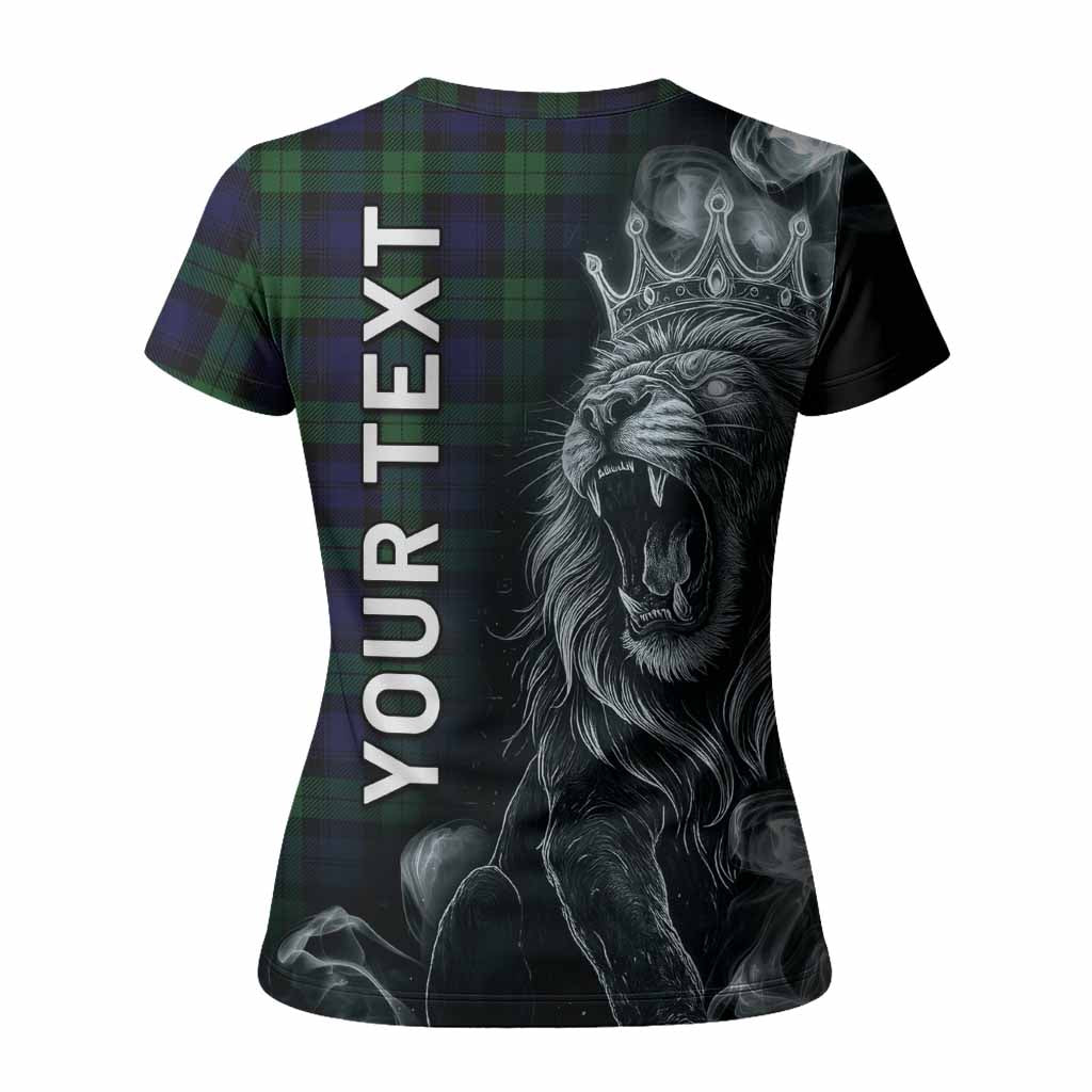 Black Watch Tartan Women T shirt Roaring Lion Heritage