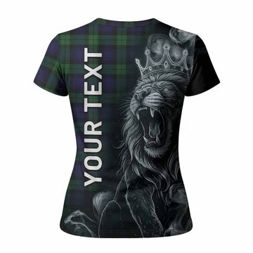 Black Watch Tartan Women T shirt Roaring Lion Heritage