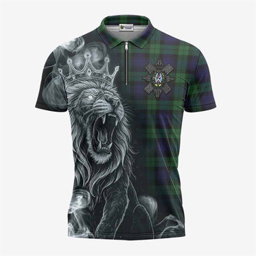 Black Watch Tartan Zipper Polo Shirt Roaring Lion Heritage