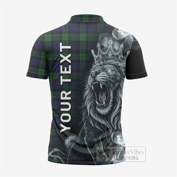 Black Watch Tartan Zipper Polo Shirt Roaring Lion Heritage