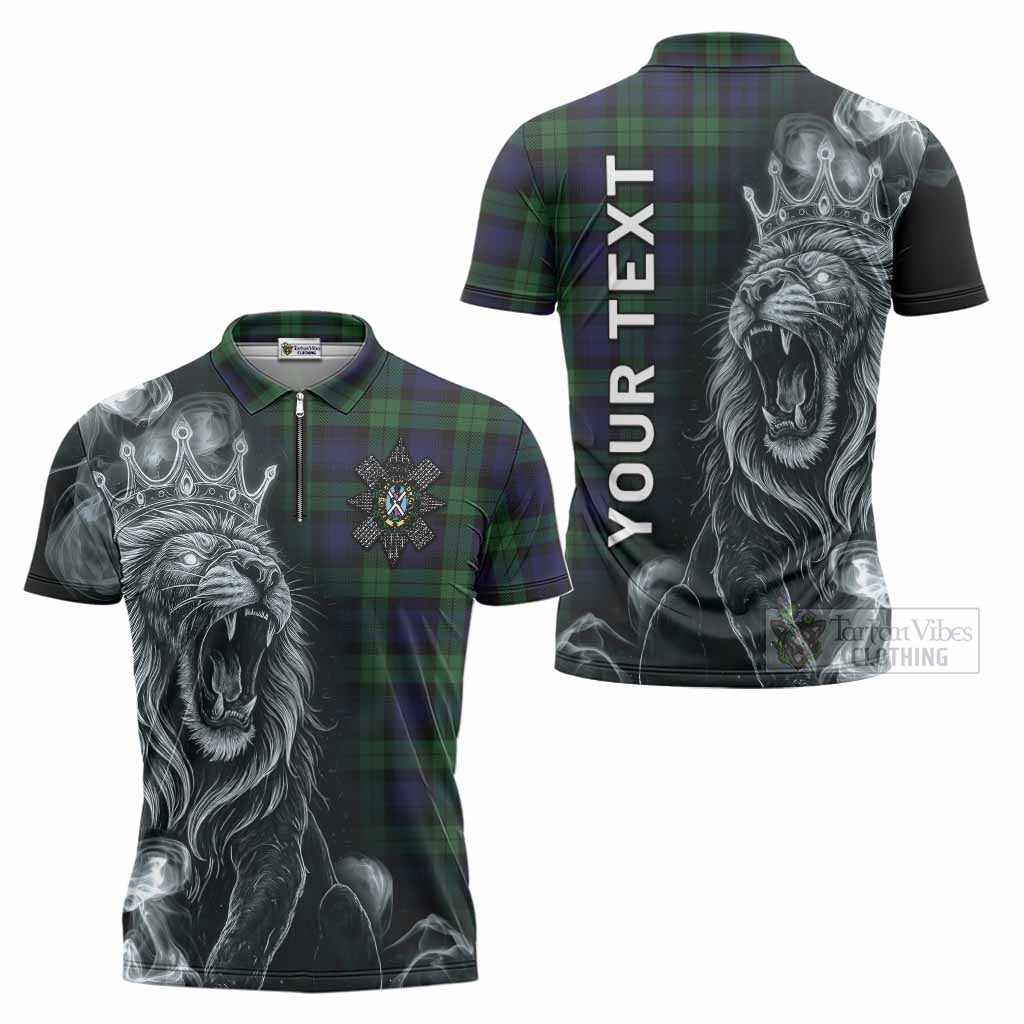 Black Watch Tartan Zipper Polo Shirt Roaring Lion Heritage