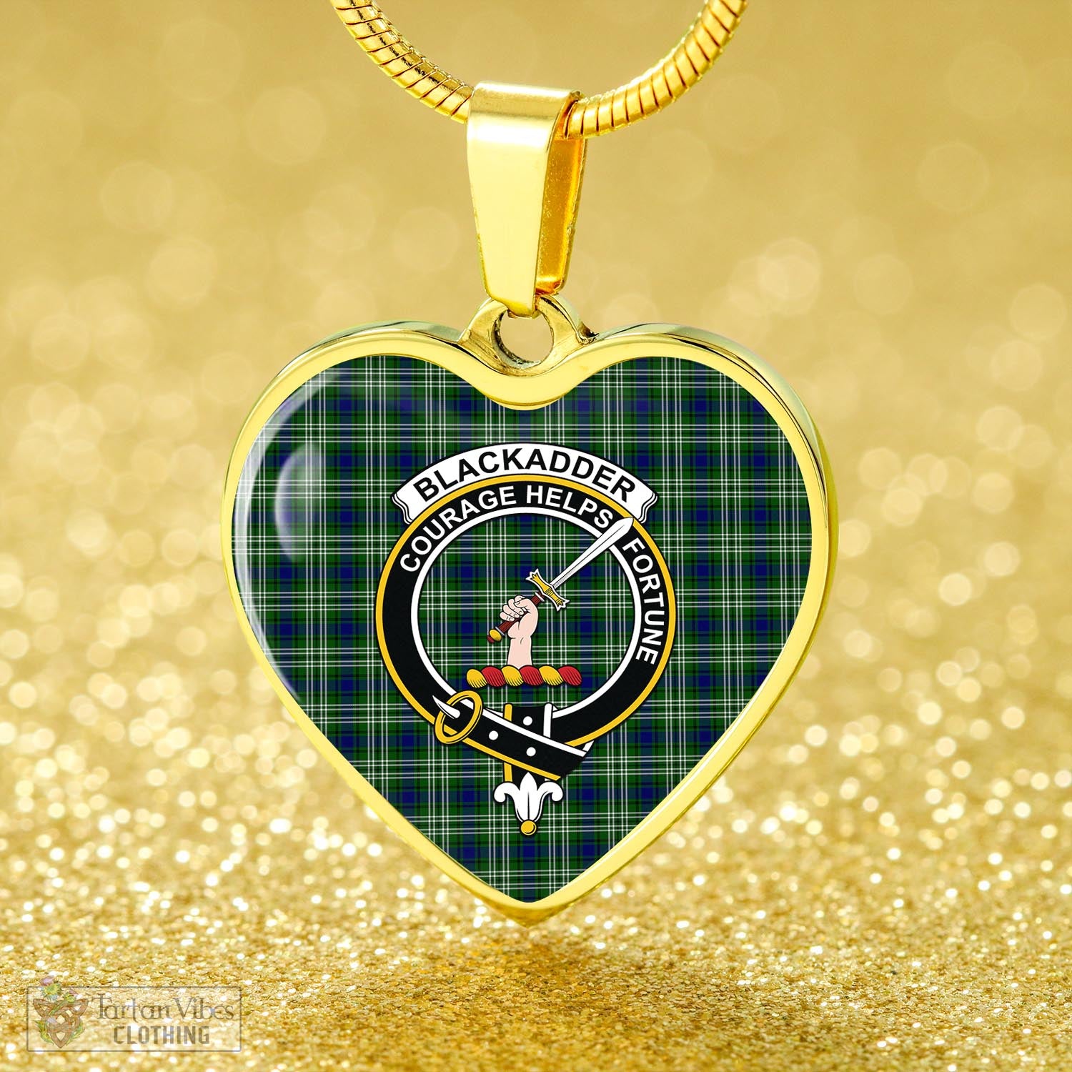 Blackadder Tartan Heart Necklace with Family Crest - Tartan Vibes Clothing
