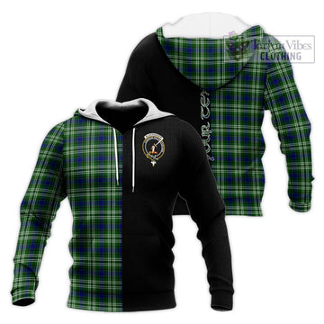 Blackadder Tartan Knitted Hoodie with Family Crest and Half Of Me Style Unisex Knitted Pullover Hoodie - Tartan Vibes Clothing