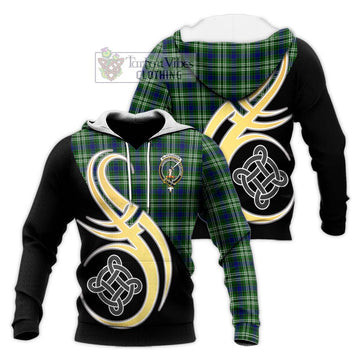 Blackadder Tartan Knitted Hoodie with Family Crest and Celtic Symbol Style Unisex Knitted Pullover Hoodie - Tartan Vibes Clothing