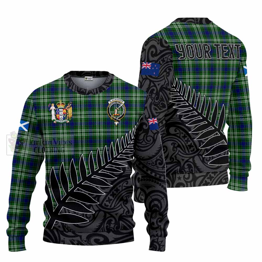 Blackadder Crest Tartan Knitted Sweater with New Zealand Silver Fern Half Style Unisex - Tartan Vibes Clothing