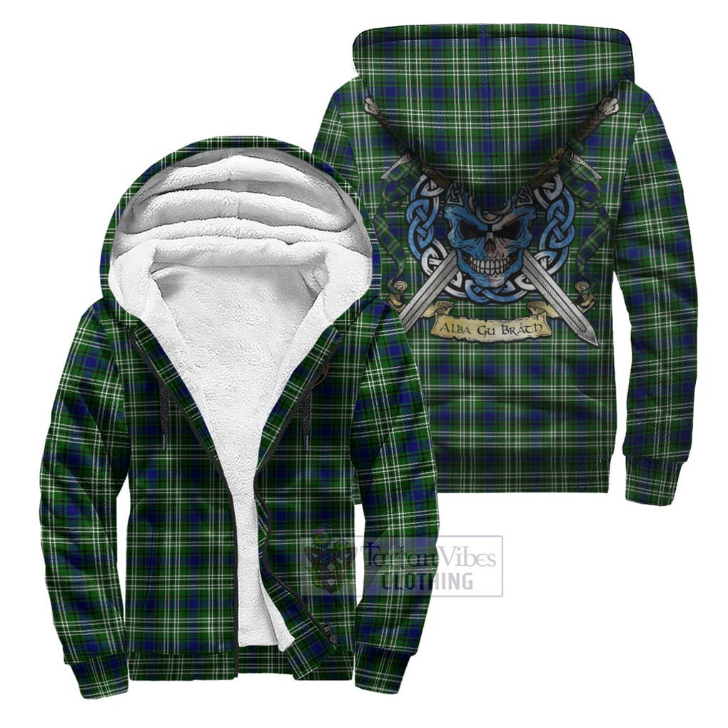 Blackadder Tartan Sherpa Hoodie with Family Crest Celtic Skull Style Unisex S - Tartan Vibes Clothing