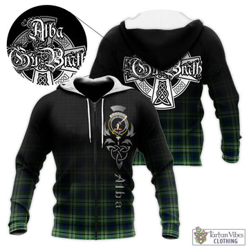 Blackadder Tartan Knitted Hoodie Featuring Alba Gu Brath Family Crest Celtic Inspired