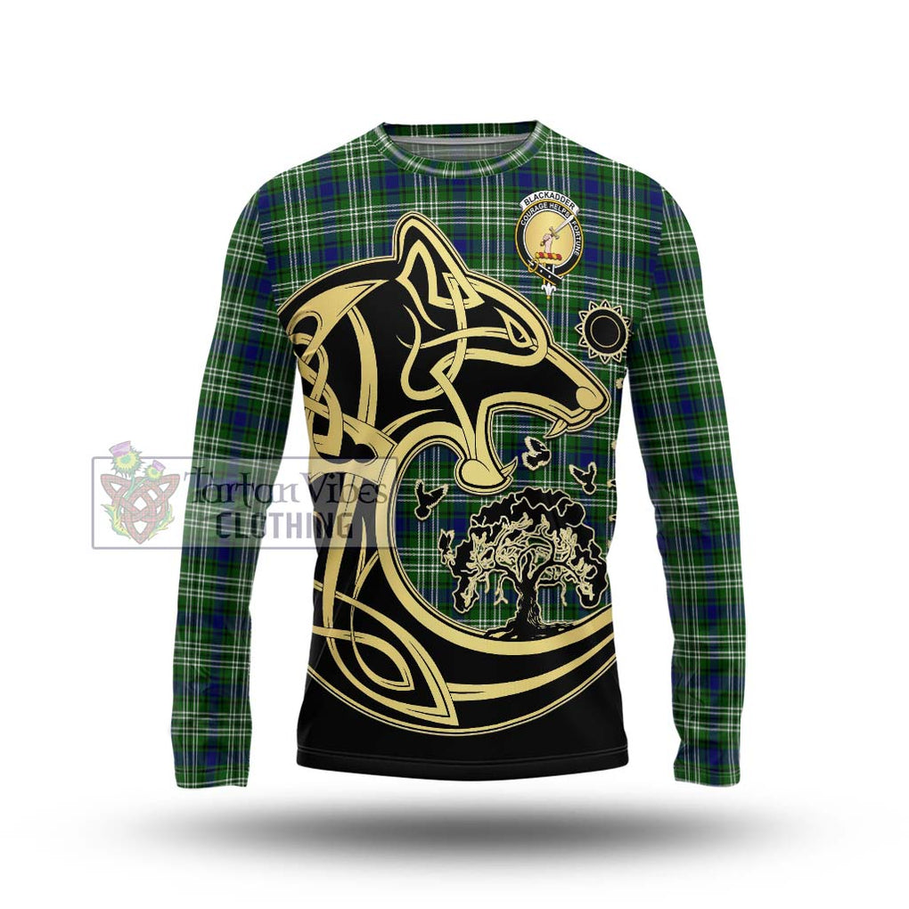 Blackadder Tartan Long Sleeve T-Shirt with Family Crest Celtic Wolf Style Unisex - Tartan Vibes Clothing
