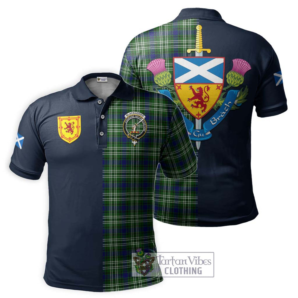 Blackadder Tartan Polo Shirt Alba with Scottish Lion Royal Arm Half Style Kid - Tartan Vibes Clothing
