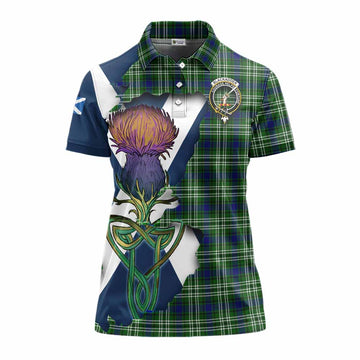 Tartan Vibes Clothing Blackadder Tartan Family Crest Women's Polo Shirt Scottish Thistle Celtic Inspired