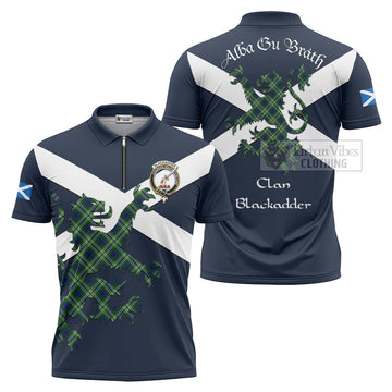 Blackadder Tartan Lion Rampant Zipper Polo Shirt Proudly Display Your Heritage with Alba Gu Brath and Clan Name Unisex - Tartan Vibes Clothing