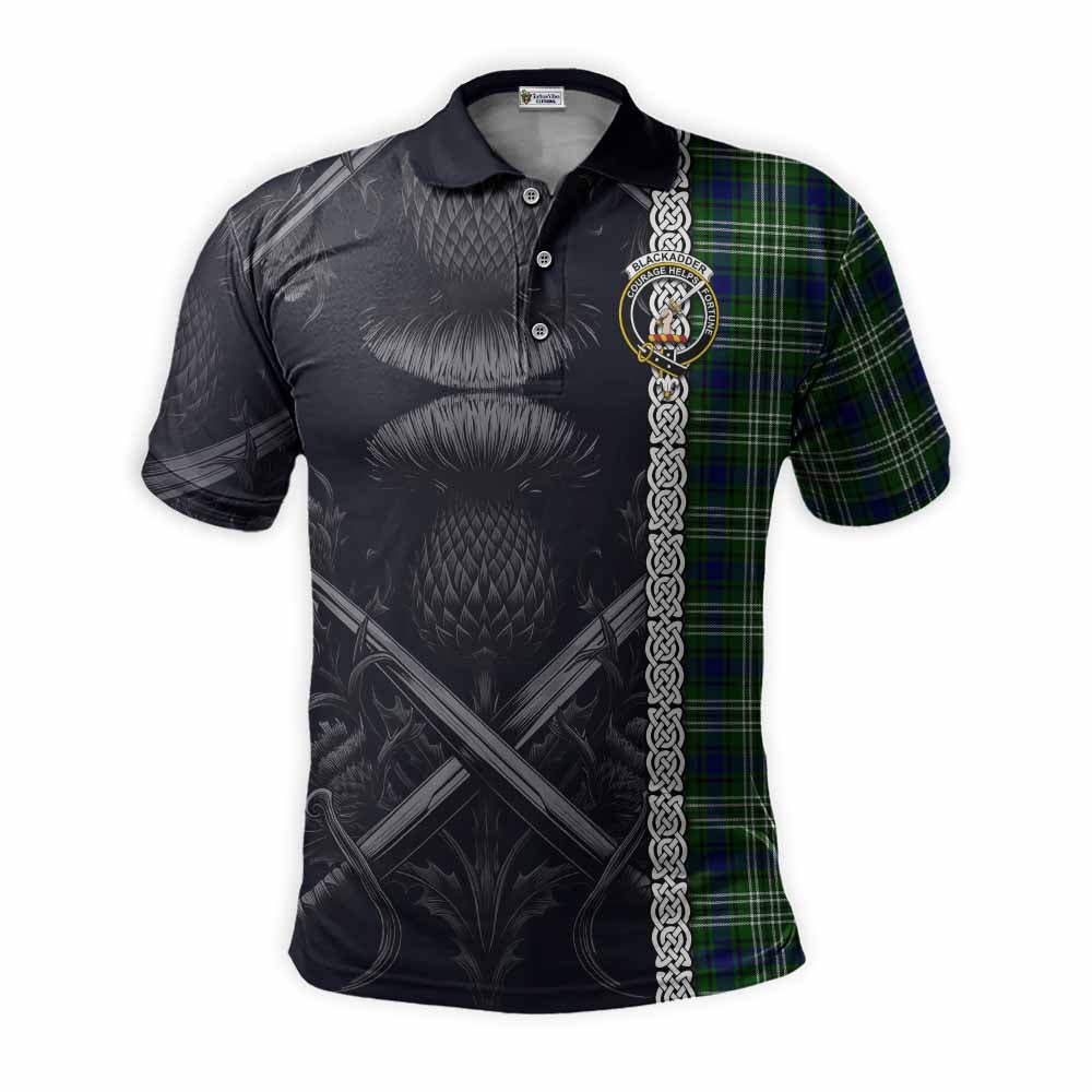 Blackadder Tartan Polo Shirt with Family Crest Cross Sword Thistle Celtic Vibes Kid - Tartan Vibes Clothing
