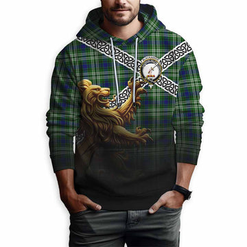 Blackadder Crest Tartan Hoodie with Golden Lion Emblem Celtic Style Pullover Hoodie - Tartan Vibes Clothing