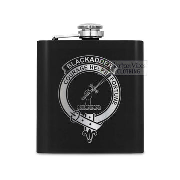Blackadder Crest Hip Flask Set 7oz Black Stainless Steel with A Gift Box One Size 7oz - 2D-tartanvibesclothing