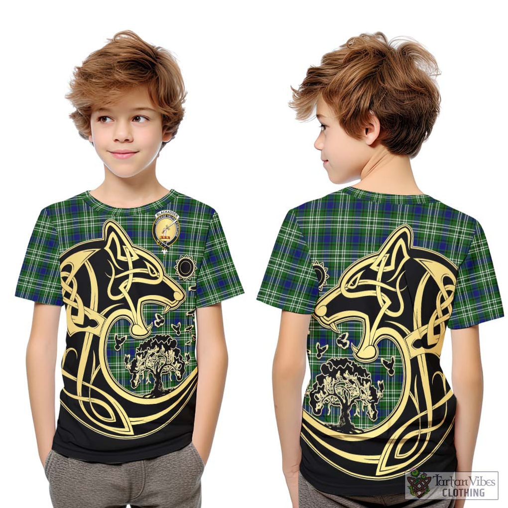 Blackadder Tartan Kid T-Shirt with Family Crest Celtic Wolf Style Youth XL Size14 - Tartan Vibes Clothing