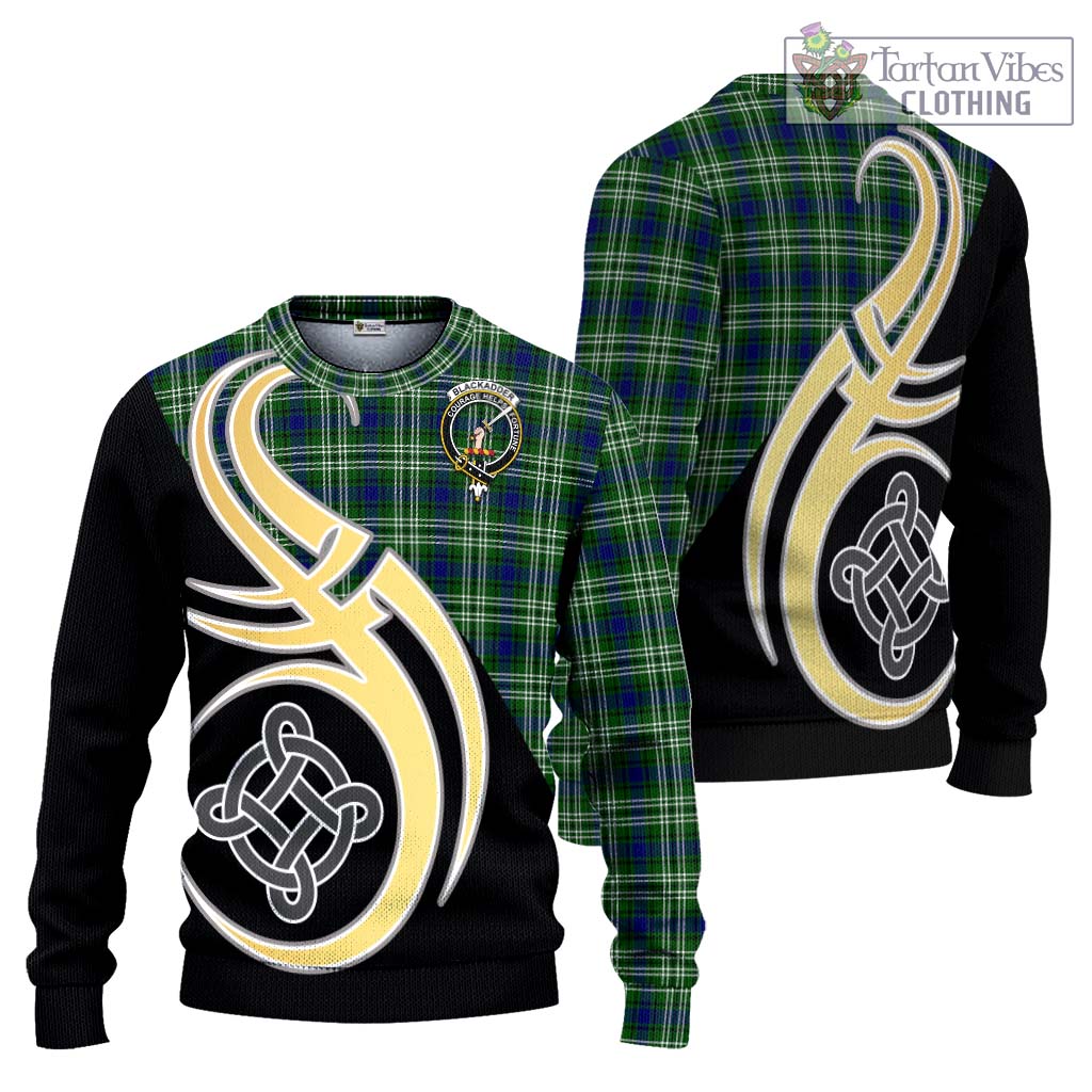 Blackadder Tartan Ugly Sweater with Family Crest and Celtic Symbol Style Unisex - Tartan Vibes Clothing