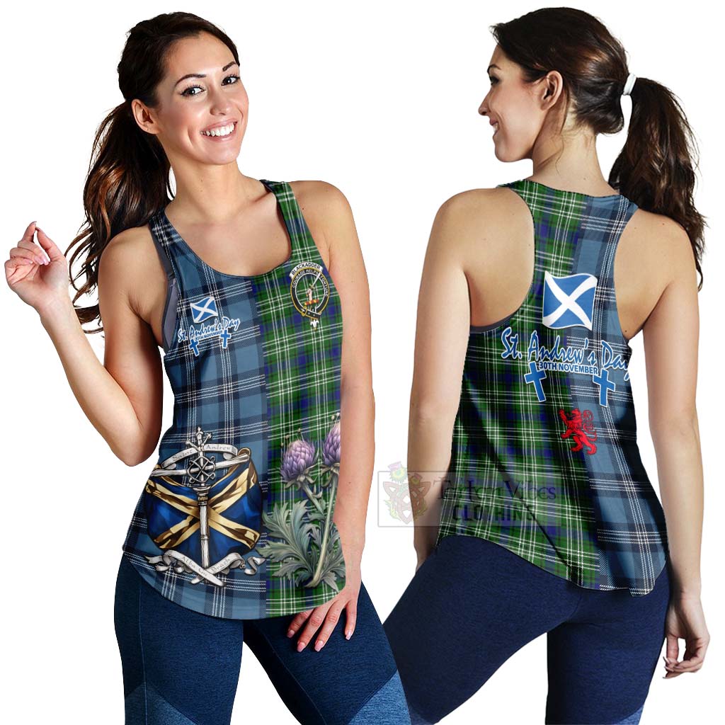 Blackadder Tartan Women's Racerback Tanks Happy St. Andrew's Day Half Tartan Style 4XL - Tartan Vibes Clothing