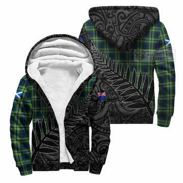 Blackadder Crest Tartan Sherpa Hoodie with New Zealand Silver Fern Half Style Unisex S - Tartan Vibes Clothing