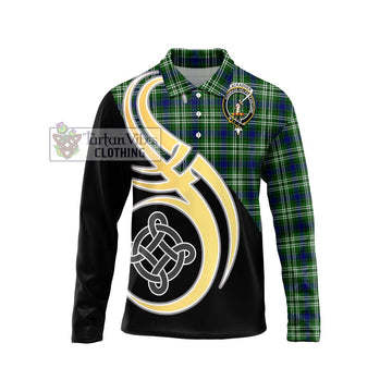 Blackadder Tartan Long Sleeve Polo Shirt with Family Crest and Celtic Symbol Style Unisex - Tartan Vibes Clothing