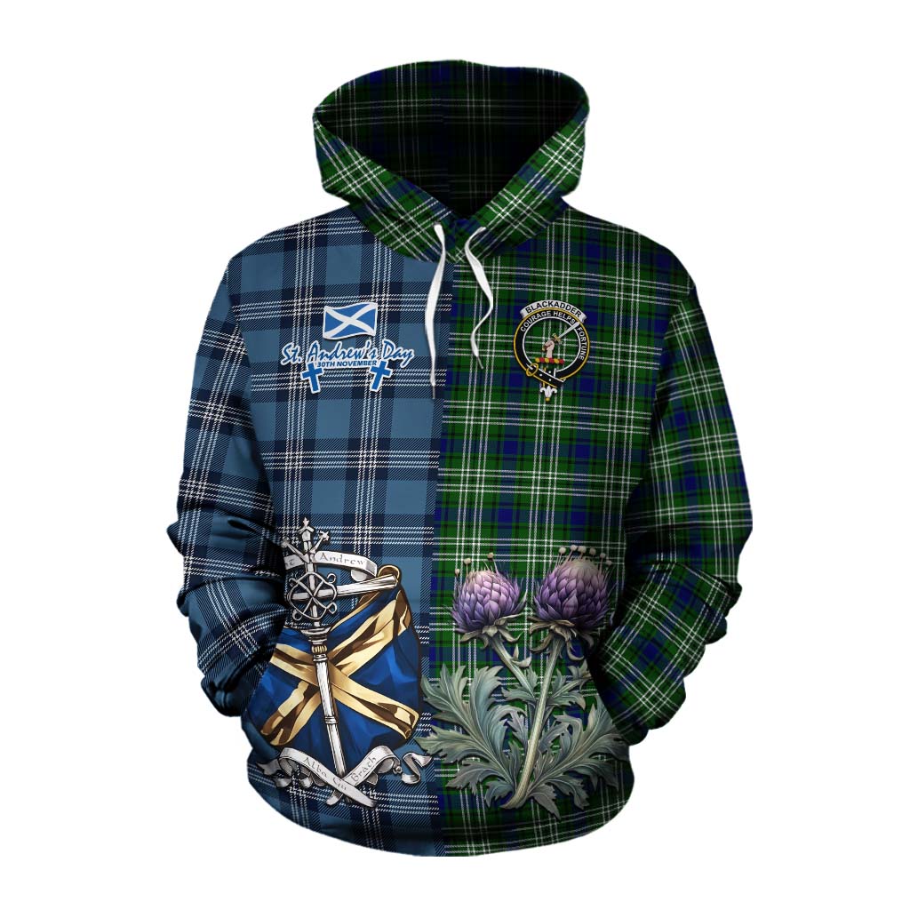 Blackadder Tartan Cotton Hoodie Happy St. Andrew's Day Half Tartan Style Pullover Hoodie XS - Tartan Vibes Clothing