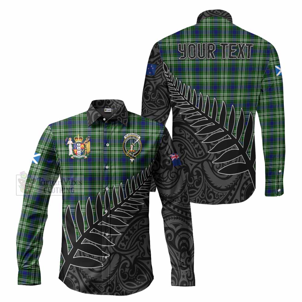 Blackadder Crest Tartan Long Sleeve Button Shirt with New Zealand Silver Fern Half Style Men's Shirt S - Tartan Vibes Clothing