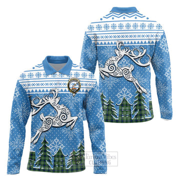 Blackadder Clan Christmas Long Sleeve Polo Shirt Celtic Reindeer Style Unisex - Tartan Vibes Clothing