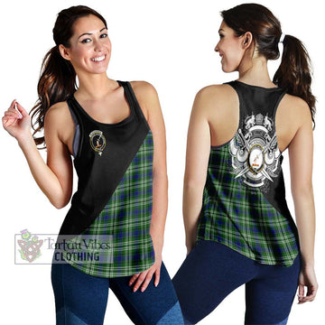 Blackadder Tartan Women's Racerback Tanks with Family Crest and Military Logo Style 4XL - Tartan Vibes Clothing