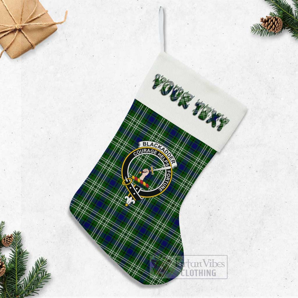 Tartan Vibes Clothing Blackadder Tartan Family Crest Christmas Stocking with Personalized Text