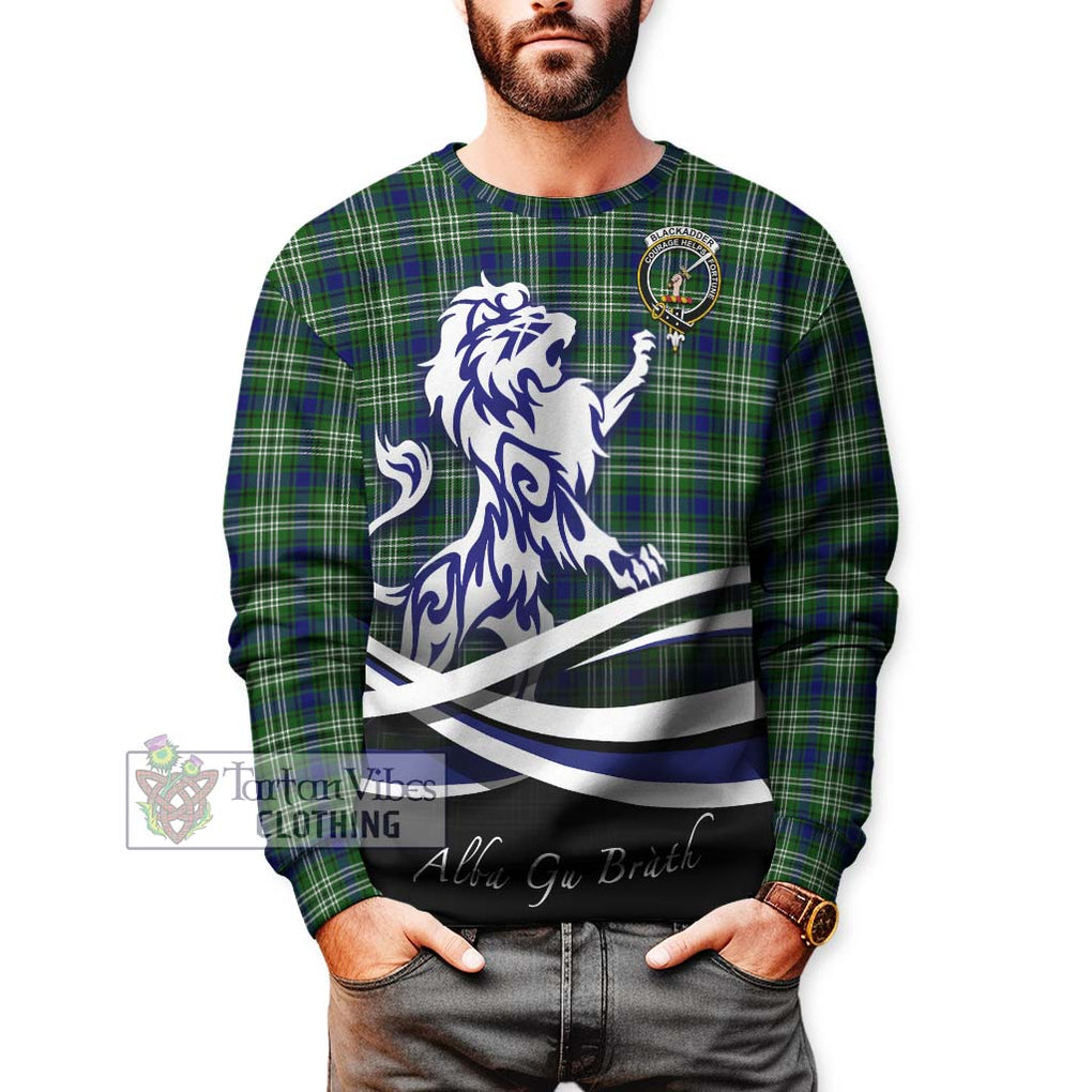 Blackadder Tartan Sweatshirt with Alba Gu Brath Regal Lion Emblem Unisex - Tartan Vibes Clothing