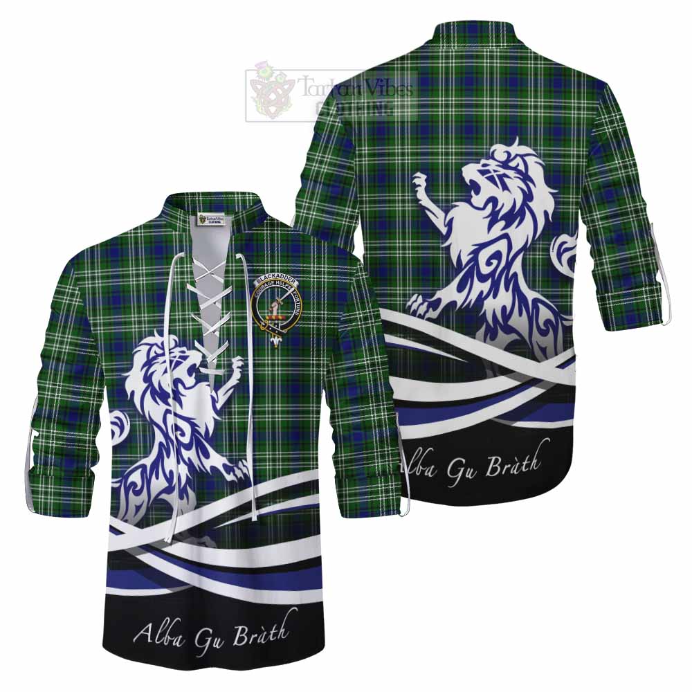 Blackadder Tartan Ghillie Kilt Shirt with Alba Gu Brath Regal Lion Emblem Men - Tartan Vibes Clothing