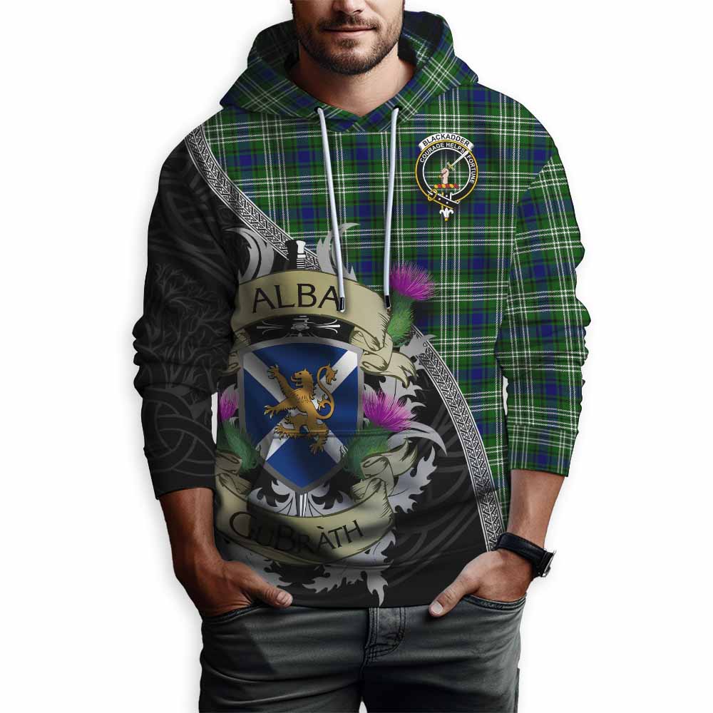 Blackadder Tartan Family Crest Hoodie Lion Rampant Royal Thistle Shield Celtic Inspired Pullover Hoodie - Tartan Vibes Clothing
