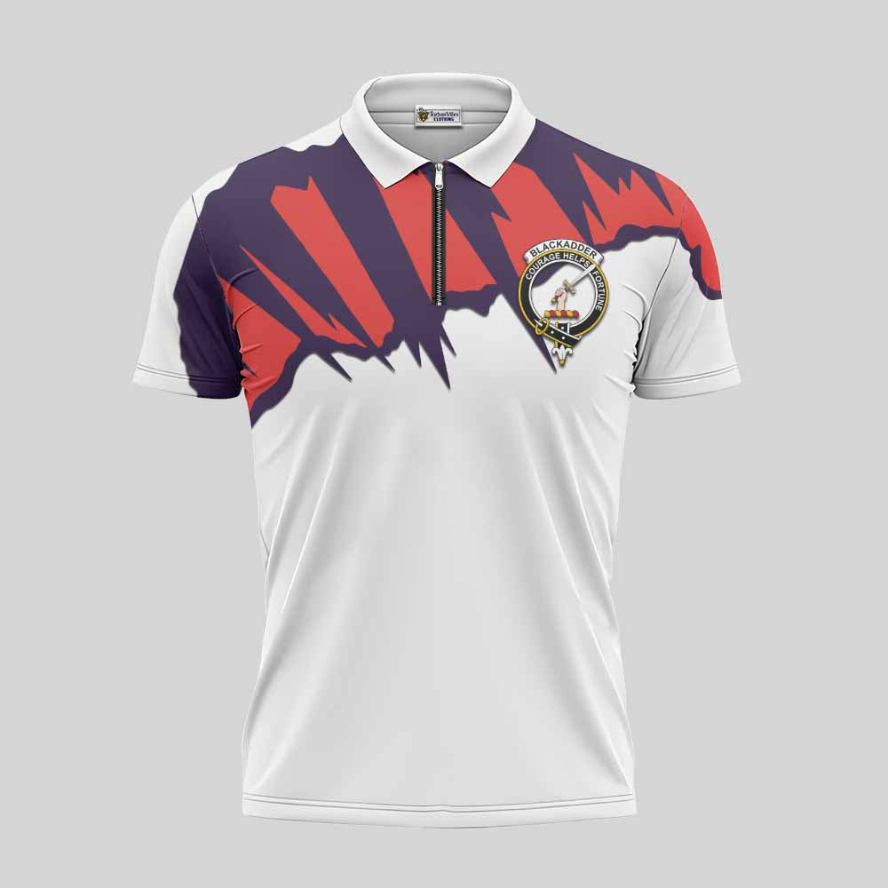 Blackadder Clan Crest Zipper Polo Shirt with Retro Sport Style Unisex - 2D-tartanvibesclothing