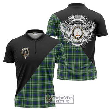 Blackadder Tartan Zipper Polo Shirt with Family Crest and Military Logo Style Unisex - Tartan Vibes Clothing