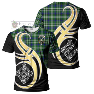 Blackadder Tartan T-Shirt with Family Crest and Celtic Symbol Style