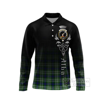 Blackadder Tartan Long Sleeve Polo Shirt Featuring Alba Gu Brath Family Crest Celtic Inspired Unisex - Tartan Vibes Clothing